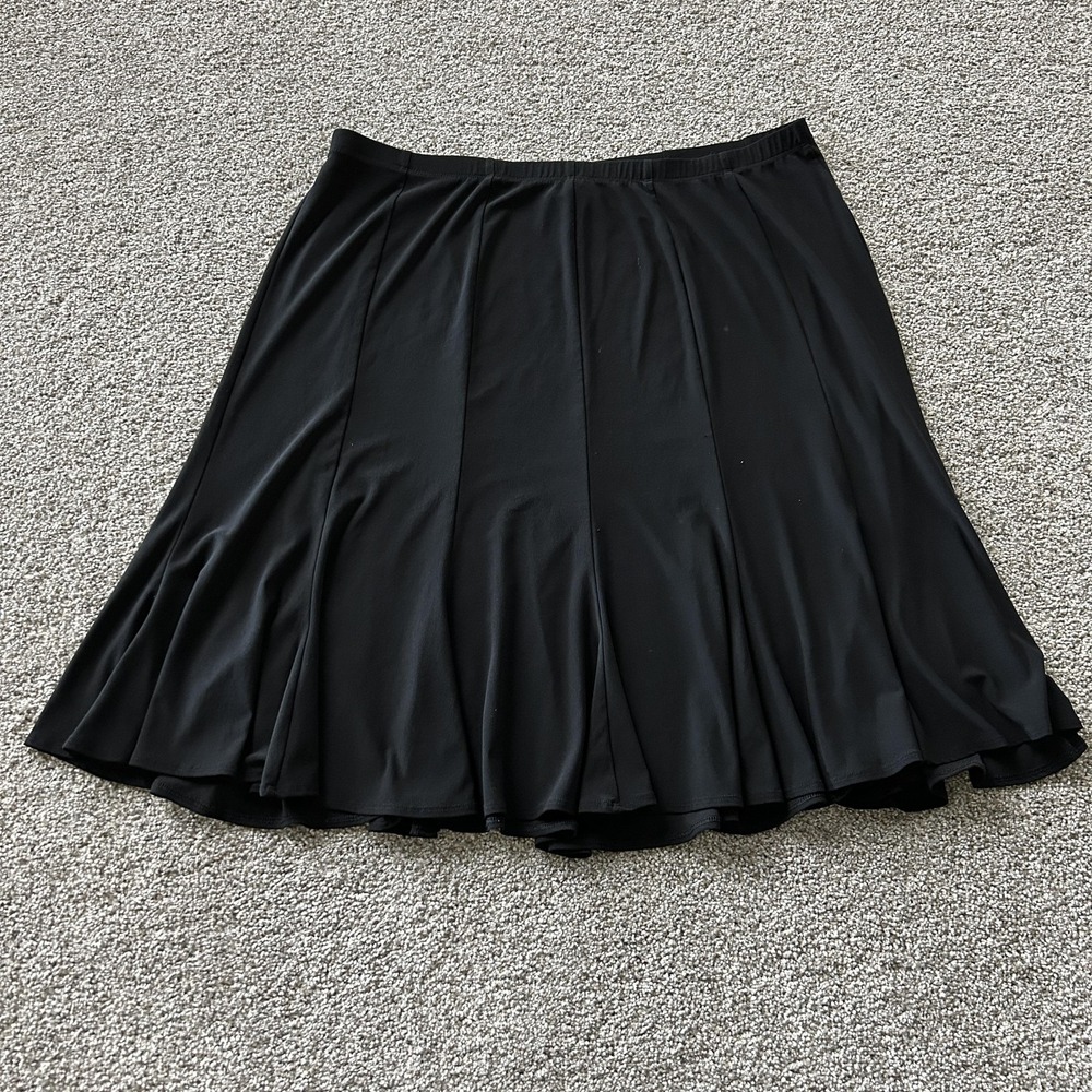 Studio 1940 Skirt Womens 22/24W Black Solid Flare Knee Length Elastic Waist